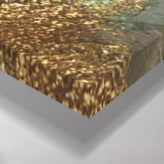 Celestial Currents – Abstract Gold & Emerald Canva キャンバスプリント