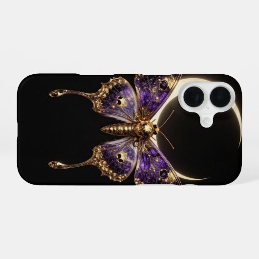Celestial Death Moth Crescent Moon Phone Case iPhone 16ケース (裏面横)