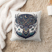 Celestial Deer Mystical Moon & Star Art Stag クッション (ブランケット)
