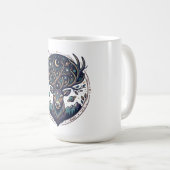 Celestial Deer Mystical Moon & Star Art Stag コーヒーマグカップ (正面右)