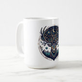 Celestial Deer Mystical Moon & Star Art Stag コーヒーマグカップ (正面左)