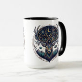 Celestial Deer Mystical Moon & Star Art Stag マグカップ (正面右)