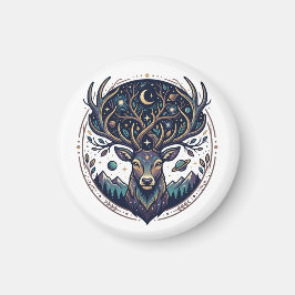 Celestial Deer Mystical Moon & Star Art Stag マグネット