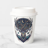 Celestial Deer Mystical Moon & Star Art Stag 紙コップ (正面)