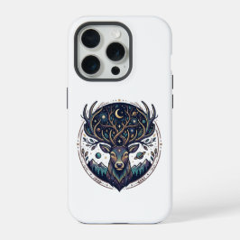Celestial Deer Mystical Moon & Star Art Stag iPhone 15 Proケース