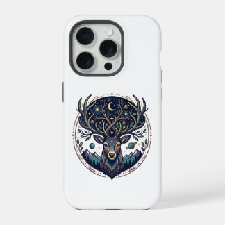Celestial Deer Mystical Moon & Star Art Stag iPhone 15 Proケース