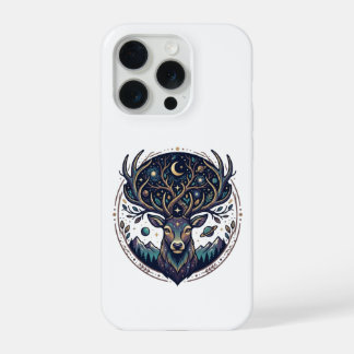 Celestial Deer Mystical Moon & Star Art Stag iPhone 15 Proケース