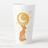 Celestial Desert Fox – Moon and Stars Cosmic  カフェラテマグ (正面)