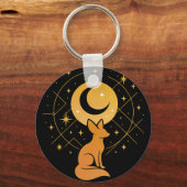 Celestial Desert Fox – Moon and Stars Cosmic  キーホルダー (正面)