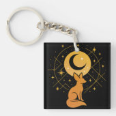 Celestial Desert Fox – Moon and Stars Cosmic キーホルダー (正面)