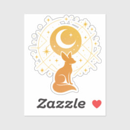 Celestial Desert Fox – Moon and Stars Cosmic  シール