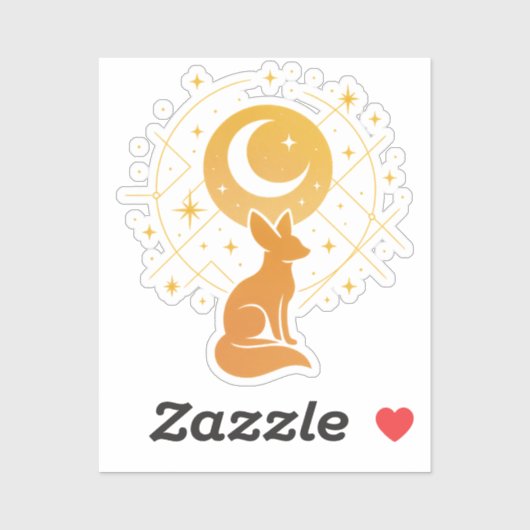 Celestial Desert Fox – Moon and Stars Cosmic  シール (シート)