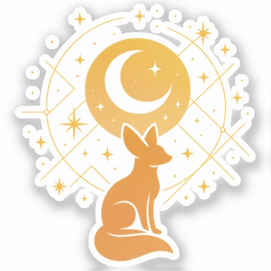 Celestial Desert Fox – Moon and Stars Cosmic シール (正面)