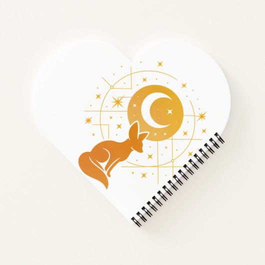 Celestial Desert Fox – Moon and Stars Cosmic  ノートブック (裏面)