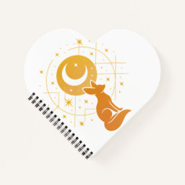 Celestial Desert Fox – Moon and Stars Cosmic  ノートブック