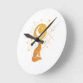 Celestial Desert Fox – Moon and Stars Cosmic  ラウンド壁時計 (傾斜)