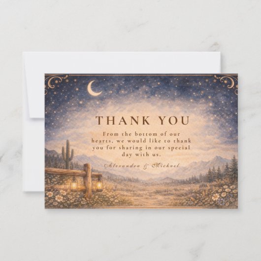 Celestial Desert Moonlit Western Wedding サンキューカード (正面)