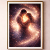 Celestial Devotion – Abstract Cosmic Couple Art ポスター