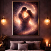 Celestial Devotion – Abstract Cosmic Couple Art ポスター