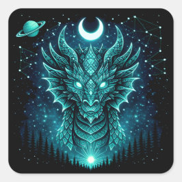 Celestial Dragon – Cosmic Myth Wildlife Galaxy スクエアシール