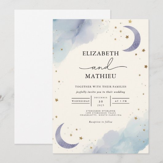 Celestial Dream Bloom Wedding 招待状 (正面/裏面)