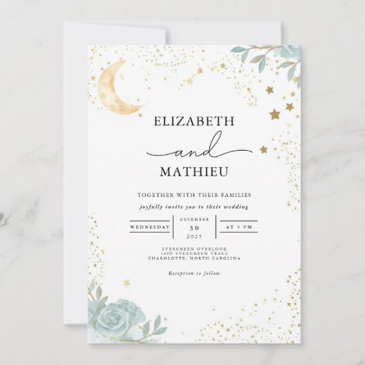 Celestial Dream Floral Wedding 招待状 (正面)