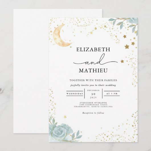 Celestial Dream Floral Wedding 招待状 (正面/裏面)