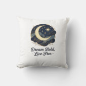 Celestial Dream – Moon & Stars Throw Pillow クッション (正面)