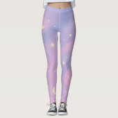 Celestial Dreamscape – Soft Pastel Galaxy Leggings レギンス (正面)