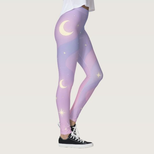 Celestial Dreamscape – Soft Pastel Galaxy Leggings レギンス (右)