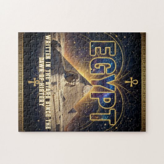 Celestial Egypt Sphinx Pyramids Galaxy Poster ジグソーパズル (横)