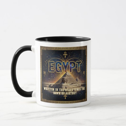 Celestial Egypt Sphinx Pyramids Galaxy Poster マグカップ (左)