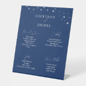 Celestial Elegant Navy Blue Wedding Drinks Bar 台座サイン (正面)