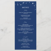 Celestial Elegant Navy Blue Wedding Flat Menu メニュー (正面)