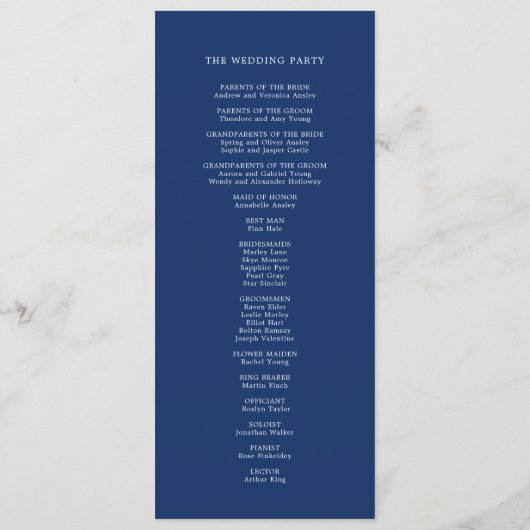 Celestial Elegant Stars Navy Blue Wedding Flat プログラム (裏面)