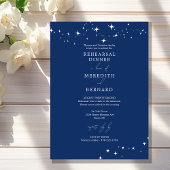 Celestial Elegant Wedding Blue Rehearsal Dinner 招待状