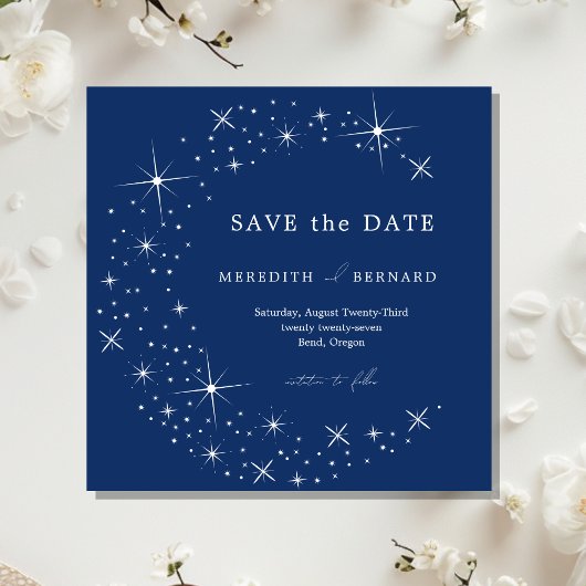 Celestial Elegant Wedding Moon Blue Save The Date セーブザデート
