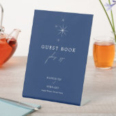 Celestial Elegant Wedding Navy Blue Guest Book 台座サイン (インサイチュ)