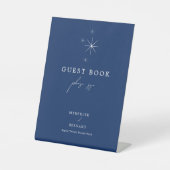 Celestial Elegant Wedding Navy Blue Guest Book 台座サイン (正面)