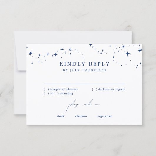 Celestial Elegant Wedding White RSVP Response Card (正面)
