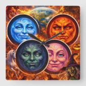 Celestial elemental ritual Gothic square fanta tea スクエア壁時計 (正面)