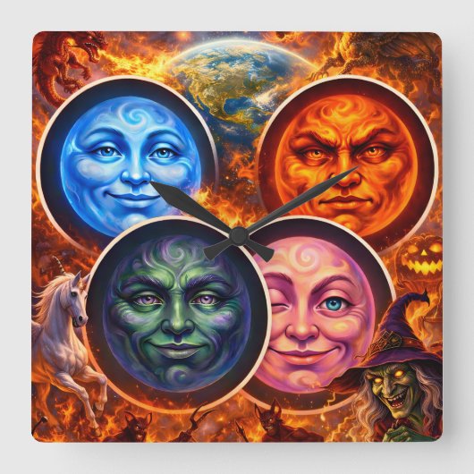 Celestial elemental ritual Gothic square fanta tea スクエア壁時計 (正面)