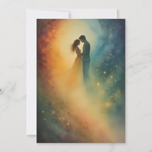 Celestial Embrace Watercolor Art, Couple 招待状 (正面)