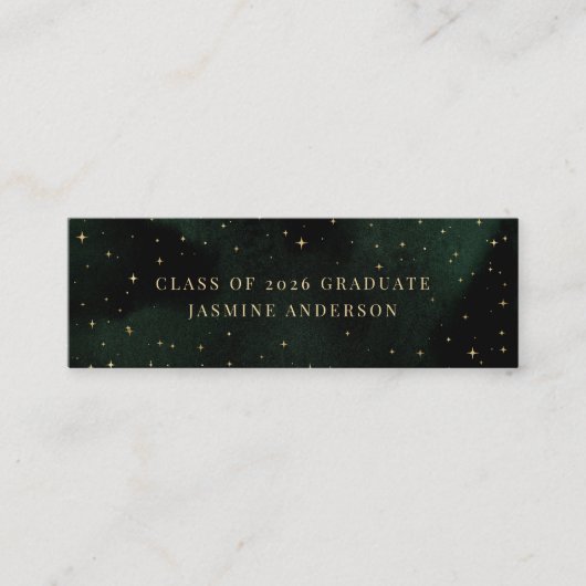 Celestial Emerald Crescent Moon Graduate Card スキニー名刺 (正面)