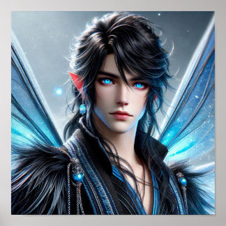 Celestial Fairy Prince with Piercing Sapphire Eyes ポスター