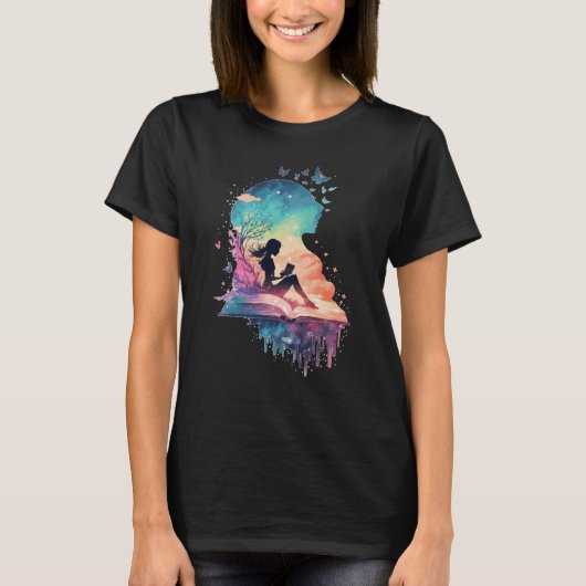 Celestial Fairy Reading Book Fantasy Novel Book Tシャツ (正面)