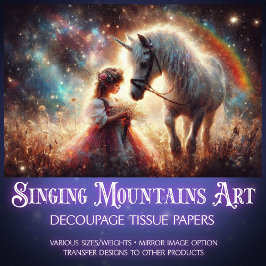Celestial Fantasy Unicorn In Meadow Decoupage  薄葉紙