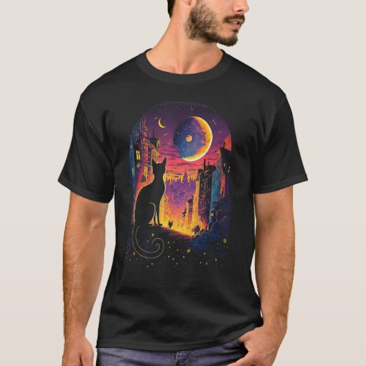 Celestial Feline  Moon Cat's Spell Tシャツ (正面)
