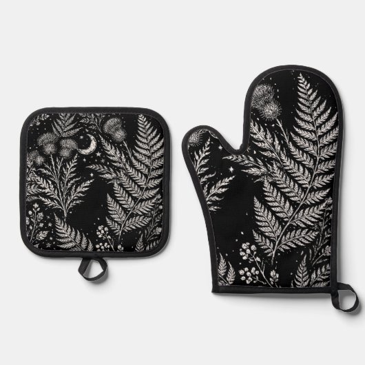 Celestial Fern Moon Oven Mitt Set 鍋つかみ&鍋敷きセット (正面)