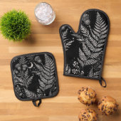 Celestial Fern Moon Oven Mitt Set 鍋つかみ&鍋敷きセット (トップダウン)